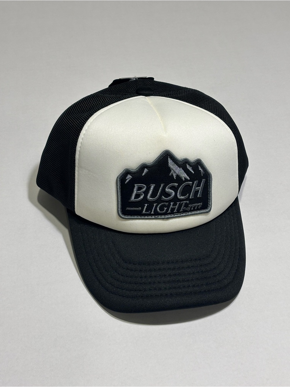 Busch Light Black/White Trucker Snapback Hat Cap H3 Headwear Anheuser-Busch